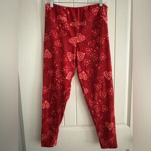 LuLaRoe Red and Pink Heart Leggings